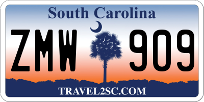 SC license plate ZMW909