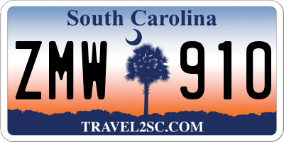 SC license plate ZMW910