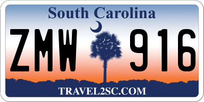 SC license plate ZMW916