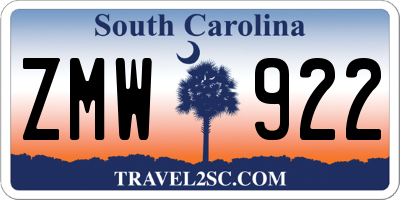 SC license plate ZMW922