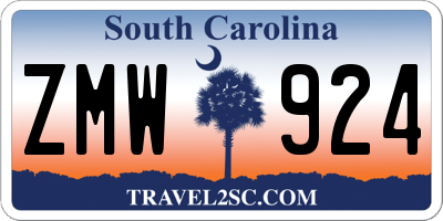 SC license plate ZMW924