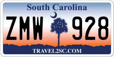 SC license plate ZMW928
