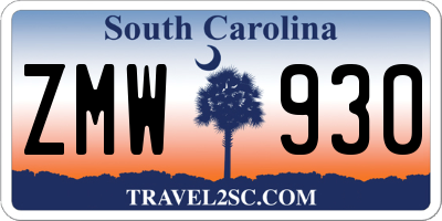 SC license plate ZMW930