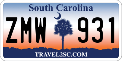 SC license plate ZMW931