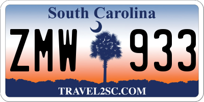SC license plate ZMW933