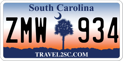 SC license plate ZMW934