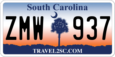 SC license plate ZMW937