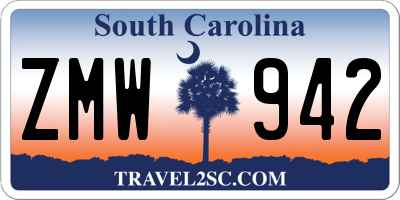 SC license plate ZMW942