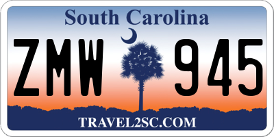 SC license plate ZMW945
