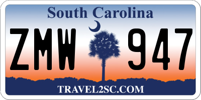SC license plate ZMW947