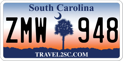 SC license plate ZMW948