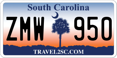SC license plate ZMW950