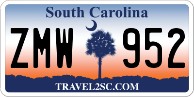 SC license plate ZMW952