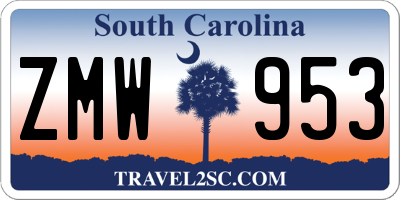 SC license plate ZMW953