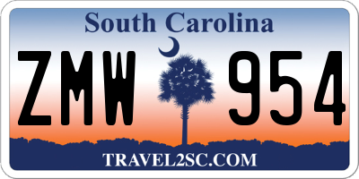 SC license plate ZMW954