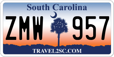 SC license plate ZMW957