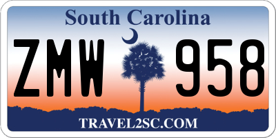 SC license plate ZMW958