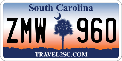 SC license plate ZMW960