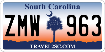SC license plate ZMW963