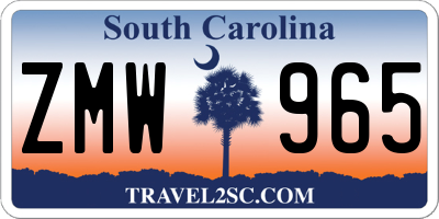 SC license plate ZMW965