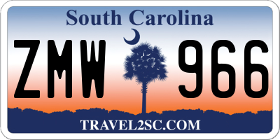 SC license plate ZMW966
