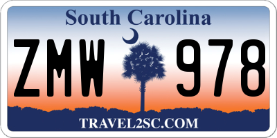 SC license plate ZMW978