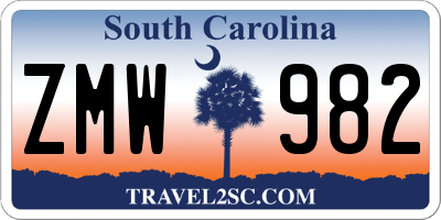 SC license plate ZMW982
