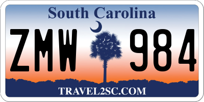 SC license plate ZMW984