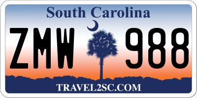 SC license plate ZMW988