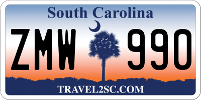 SC license plate ZMW990