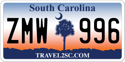 SC license plate ZMW996
