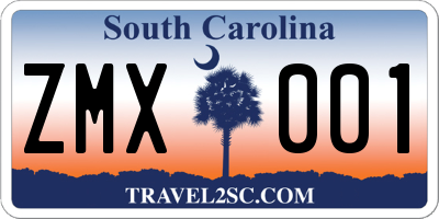 SC license plate ZMX001