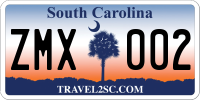 SC license plate ZMX002