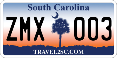 SC license plate ZMX003
