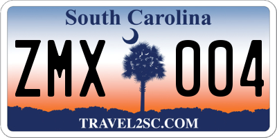 SC license plate ZMX004
