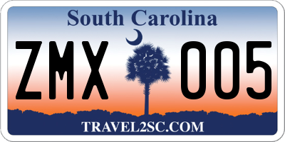SC license plate ZMX005