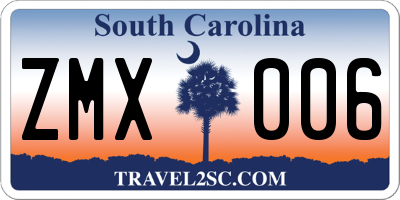 SC license plate ZMX006