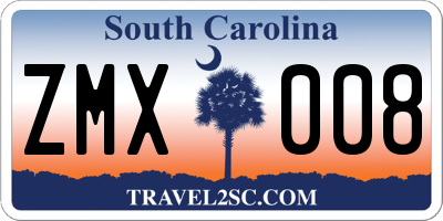 SC license plate ZMX008