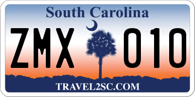 SC license plate ZMX010