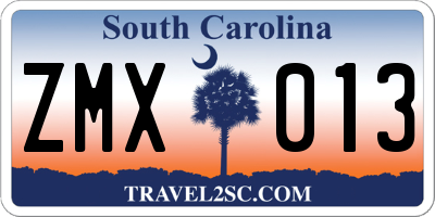 SC license plate ZMX013