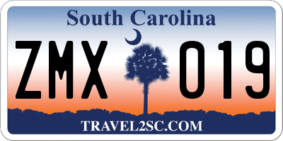 SC license plate ZMX019