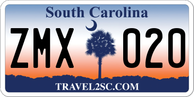 SC license plate ZMX020