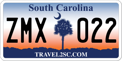 SC license plate ZMX022