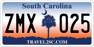 SC license plate ZMX025