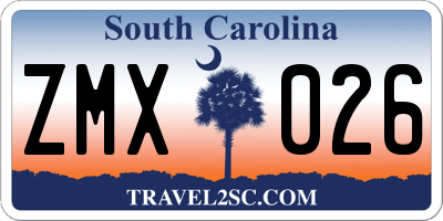 SC license plate ZMX026