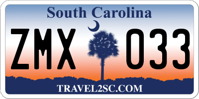 SC license plate ZMX033