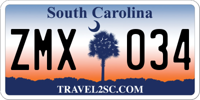 SC license plate ZMX034