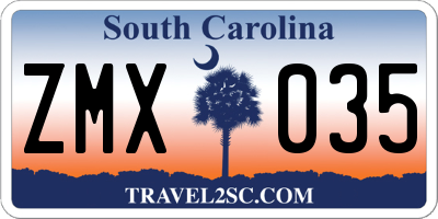 SC license plate ZMX035