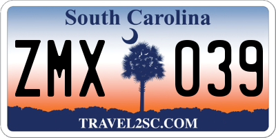 SC license plate ZMX039