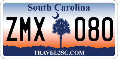 SC license plate ZMX080